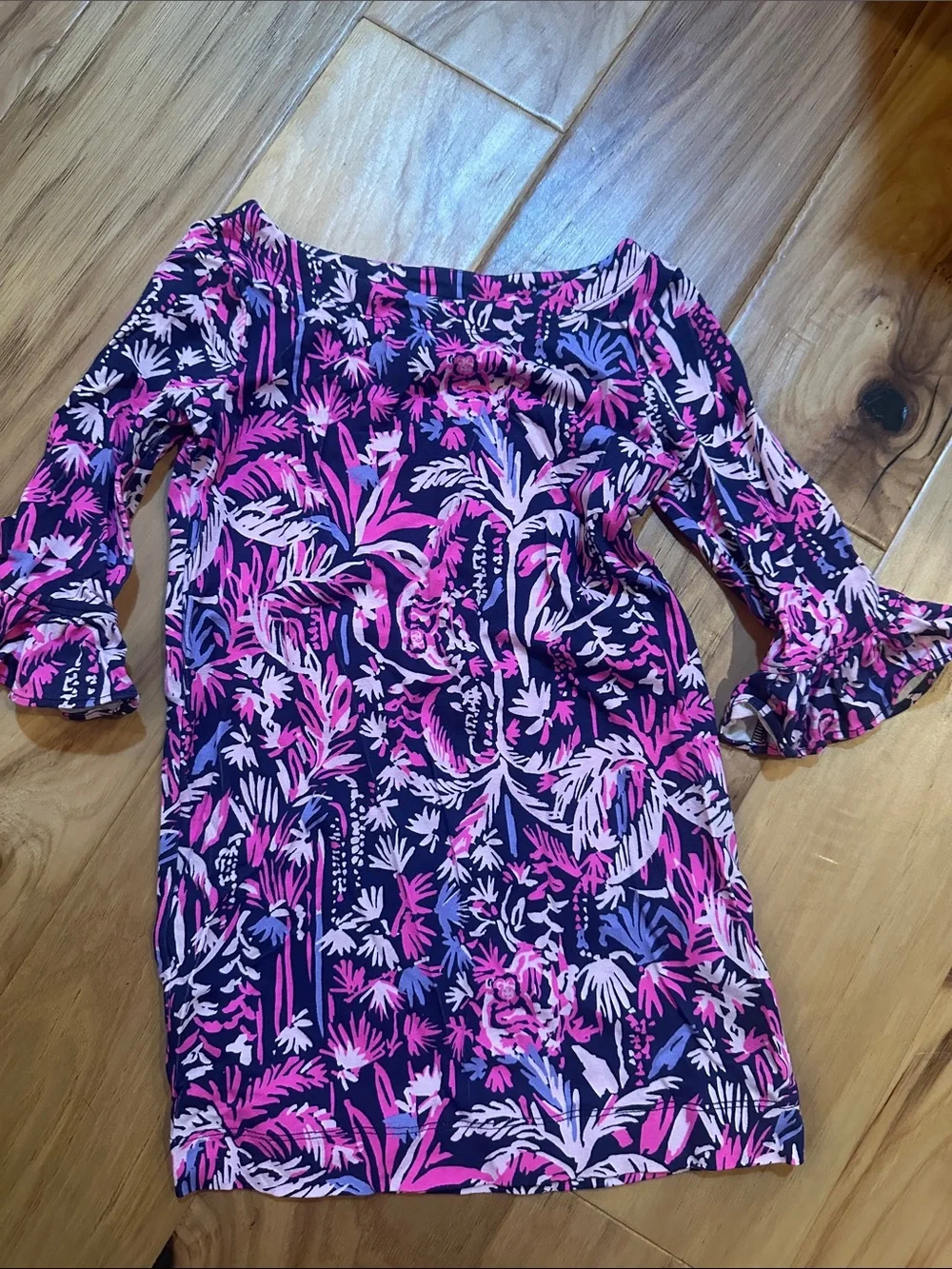 Lilly Pulitzer Girls Navy, Pink & White Tropical Print Dress